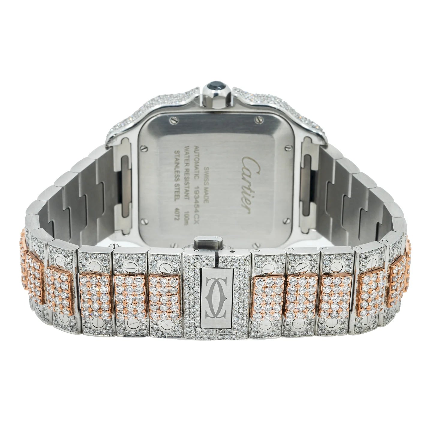 CARTIER SANTOS DE CARTIER WSSA0037 39.8MM DIAMOND DIAL & BEZEL WITH TWO TONE BRACELET
