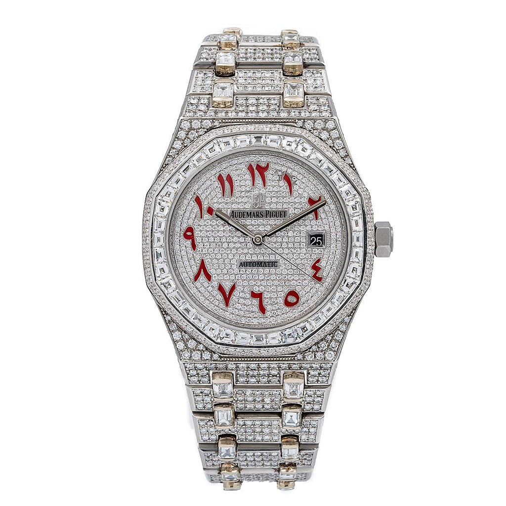 AUDEMARS PIGUET ROYAL OAK SELF WINDING 15400ST 41MM WHITE DIAMOND DIAL WITH 29.75 CT DIAMONDS