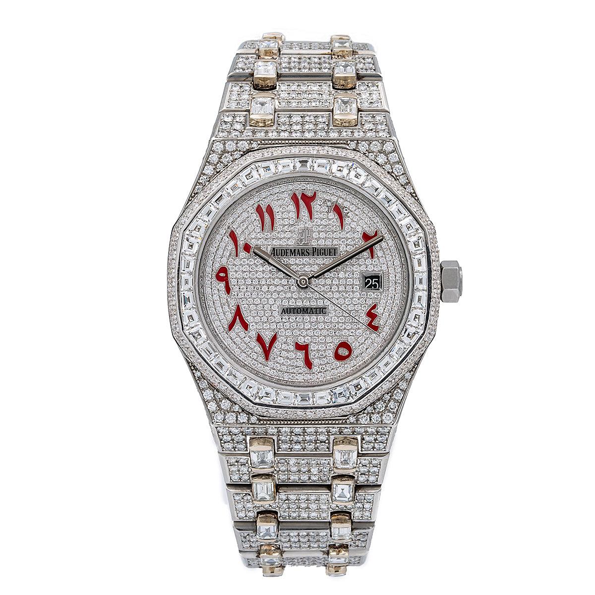 AUDEMARS PIGUET ROYAL OAK SELF WINDING 15400ST 41MM WHITE DIAMOND DIAL WITH 29.75 CT DIAMONDS