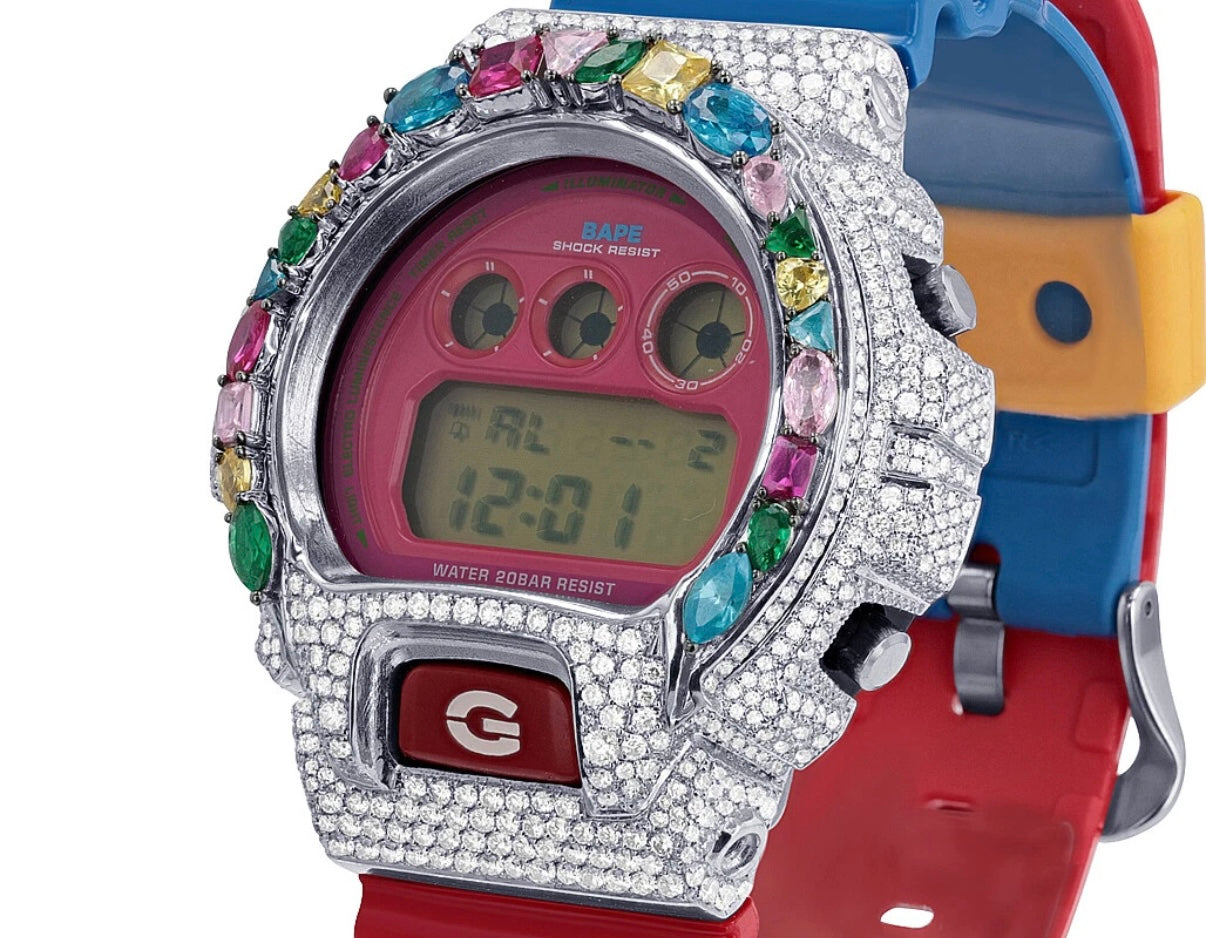 BAPE x G-SHOCK DW-6900 Kid Cudi Diamond Watch – 8CT VVS Custom Iced Out Limited Edition