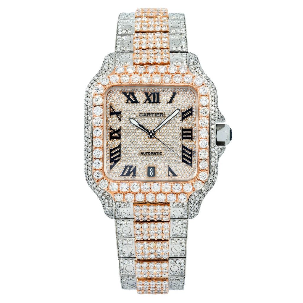 CARTIER SANTOS DE CARTIER WSSA0037 39.8MM DIAMOND DIAL & BEZEL WITH TWO TONE BRACELET