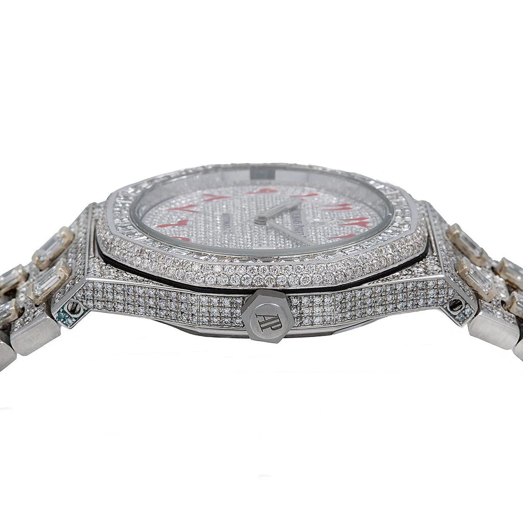 AUDEMARS PIGUET ROYAL OAK SELF WINDING 15400ST 41MM WHITE DIAMOND DIAL WITH 29.75 CT DIAMONDS