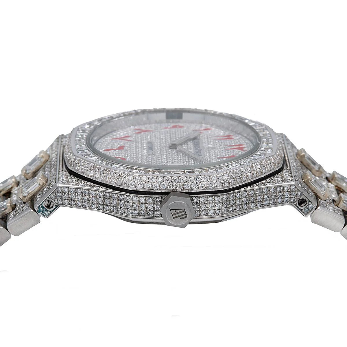 AUDEMARS PIGUET ROYAL OAK SELF WINDING 15400ST 41MM WHITE DIAMOND DIAL WITH 29.75 CT DIAMONDS
