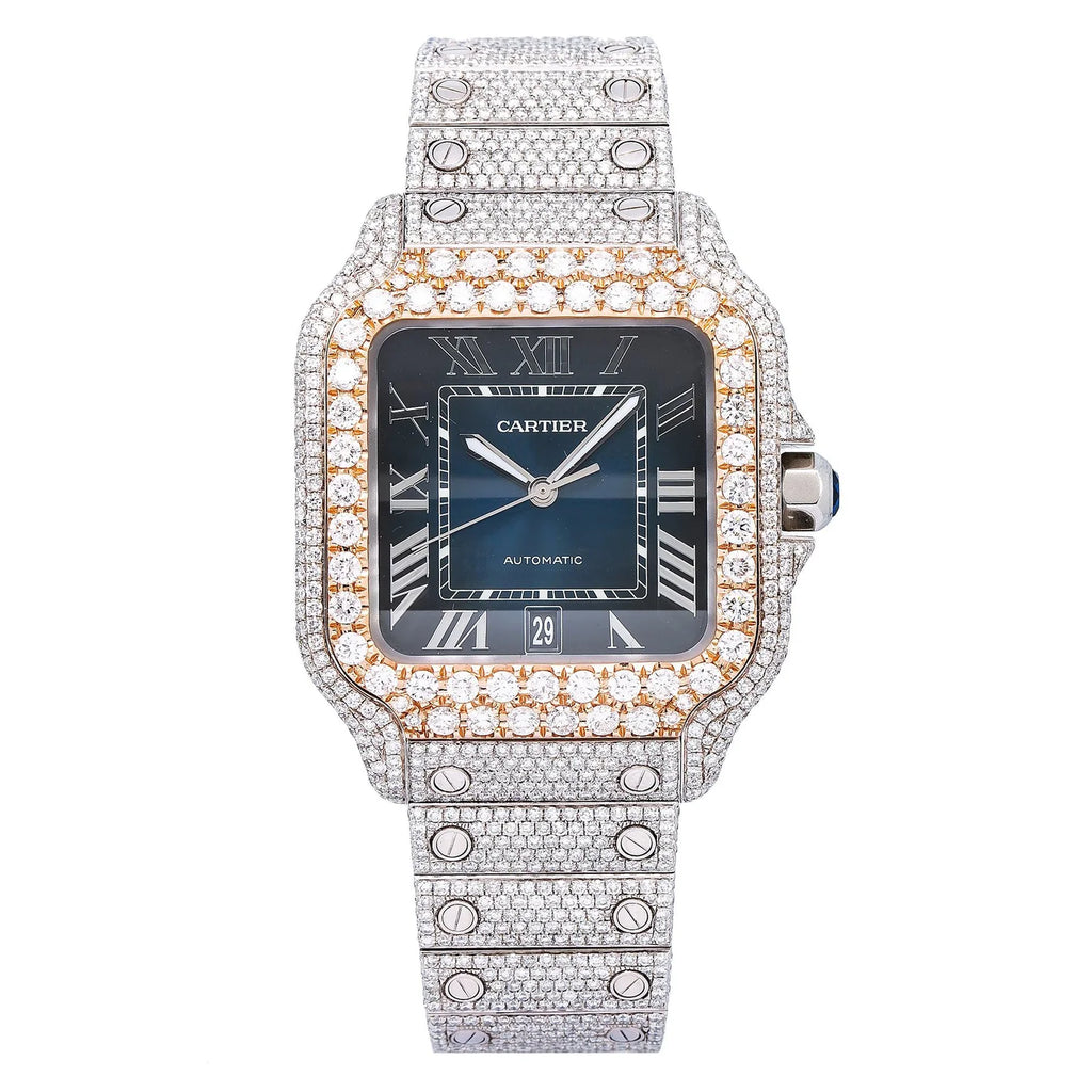 CARTIER SANTOS WSSA0030 – 40MM BLUE DIAL WITH 17.95 CT DIAMONDS