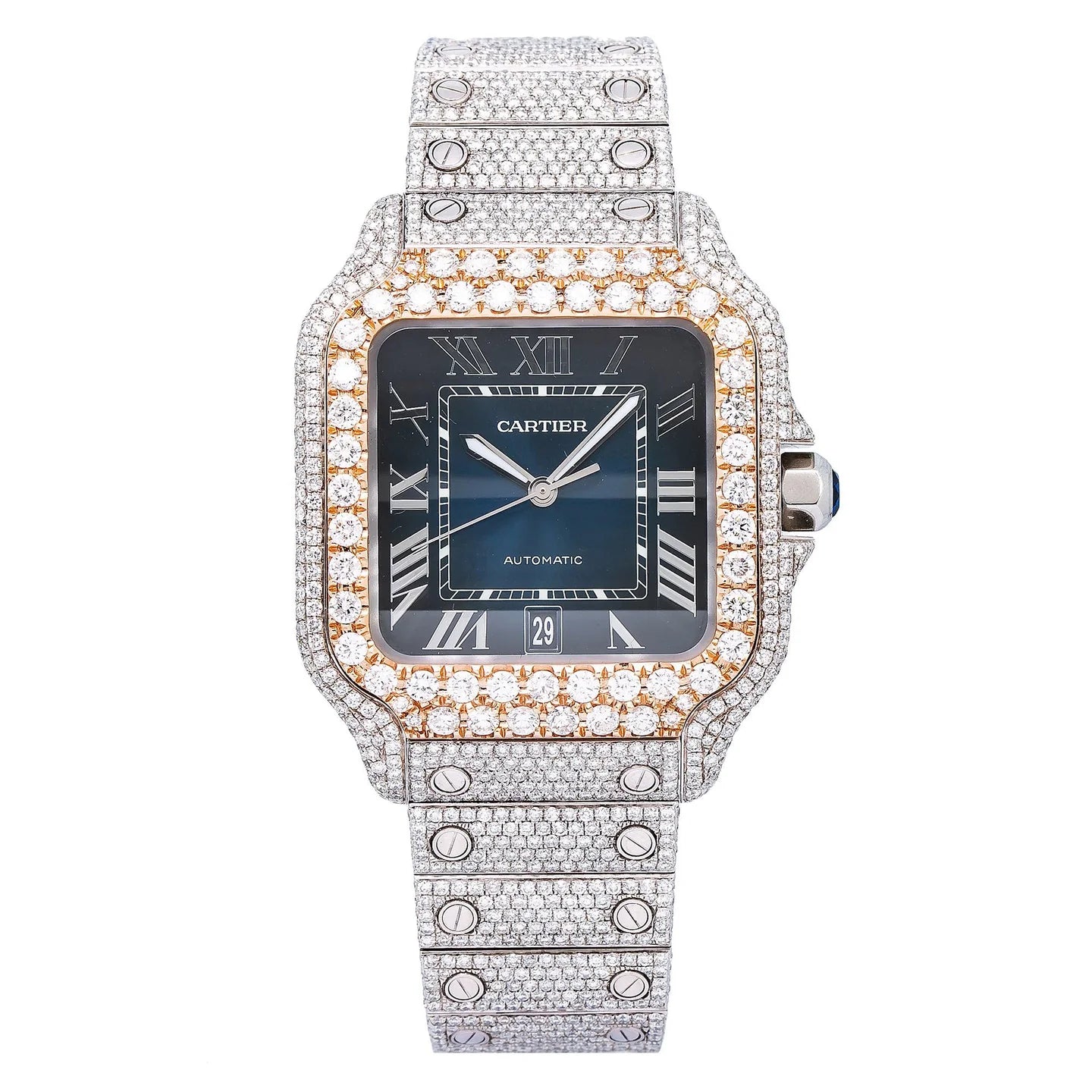 CARTIER SANTOS WSSA0030 – 40MM BLUE DIAL WITH 17.95 CT DIAMONDS