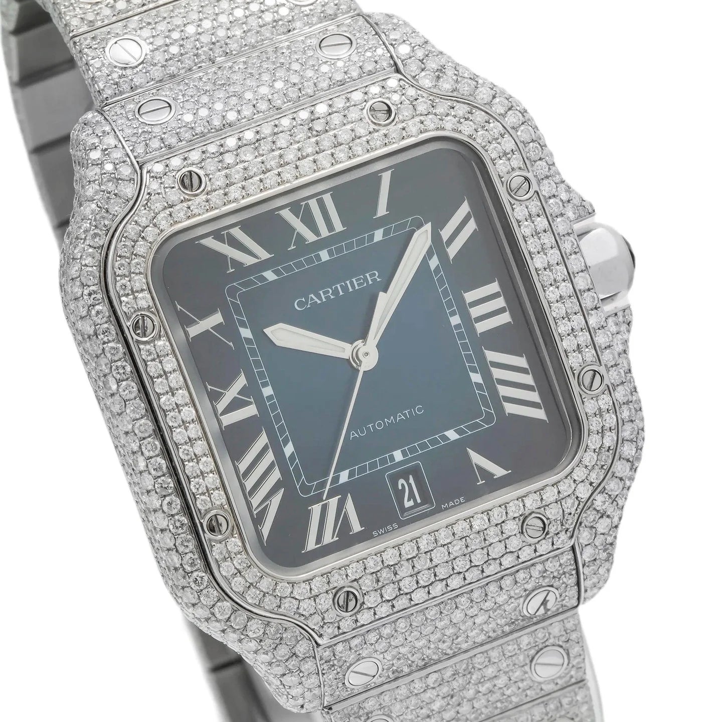 CARTIER SANTOS WSSA0009 40MM BLUE DIAL WITH DIAMOND BEZEL