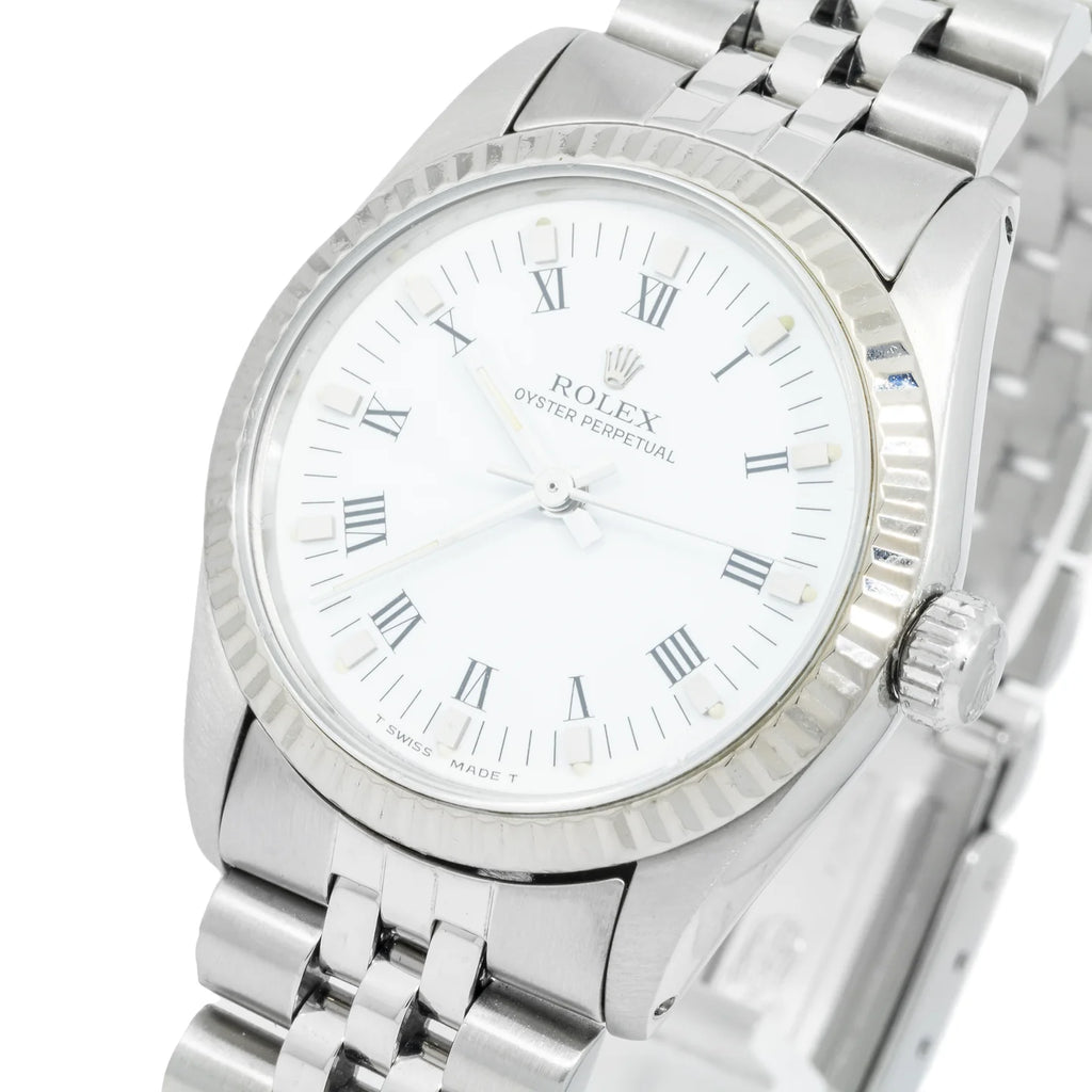 ROLEX OYSTER PERPETUAL 67514 31MM WHITE DIAL WITH STAINLESS STEEL JUBILEE BRACELET