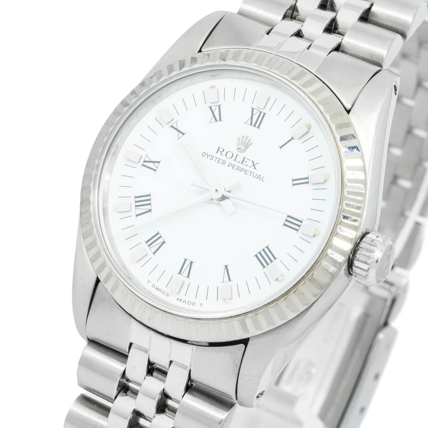 ROLEX OYSTER PERPETUAL 67514 31MM WHITE DIAL WITH STAINLESS STEEL JUBILEE BRACELET