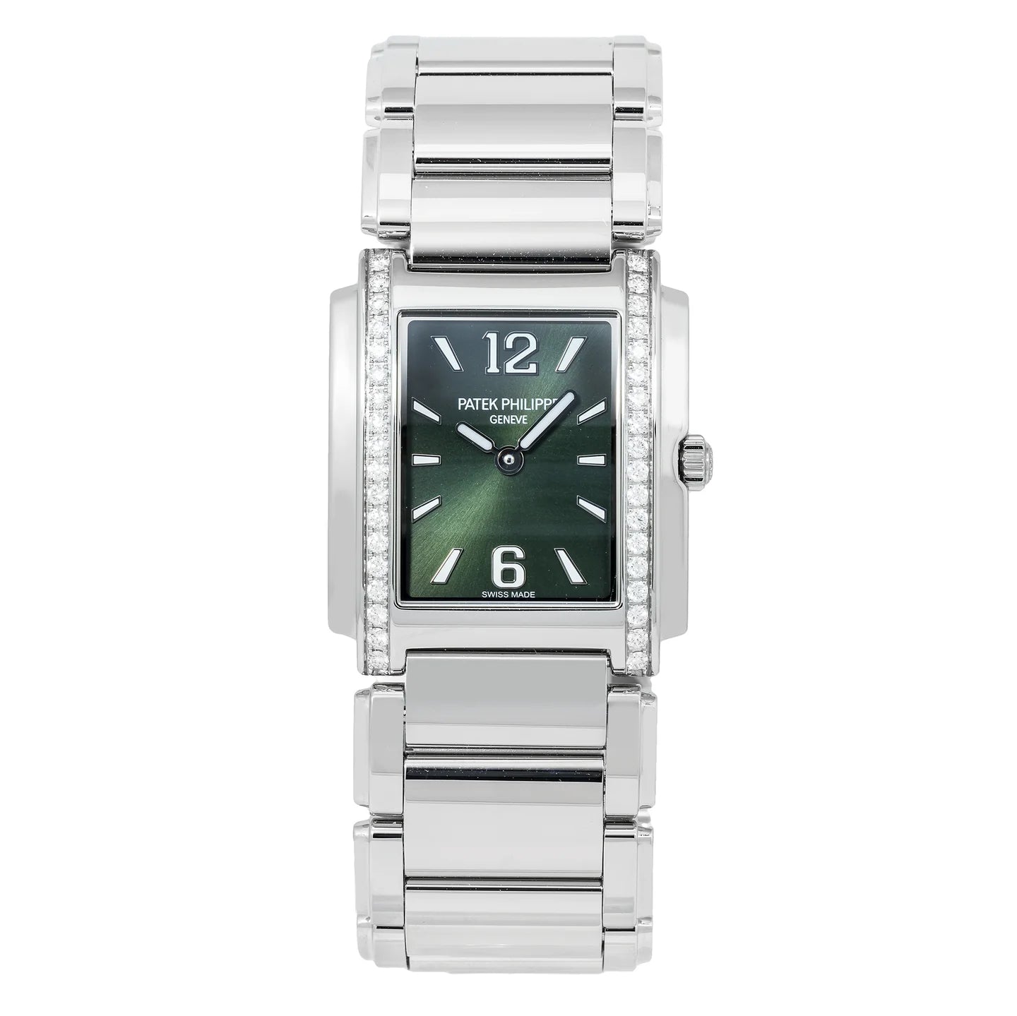 PATEK PHILIPPE TWENTY~4 LADIES STAINLESS STEEL GREEN SUNBURST DIAL 4910/1200A-011