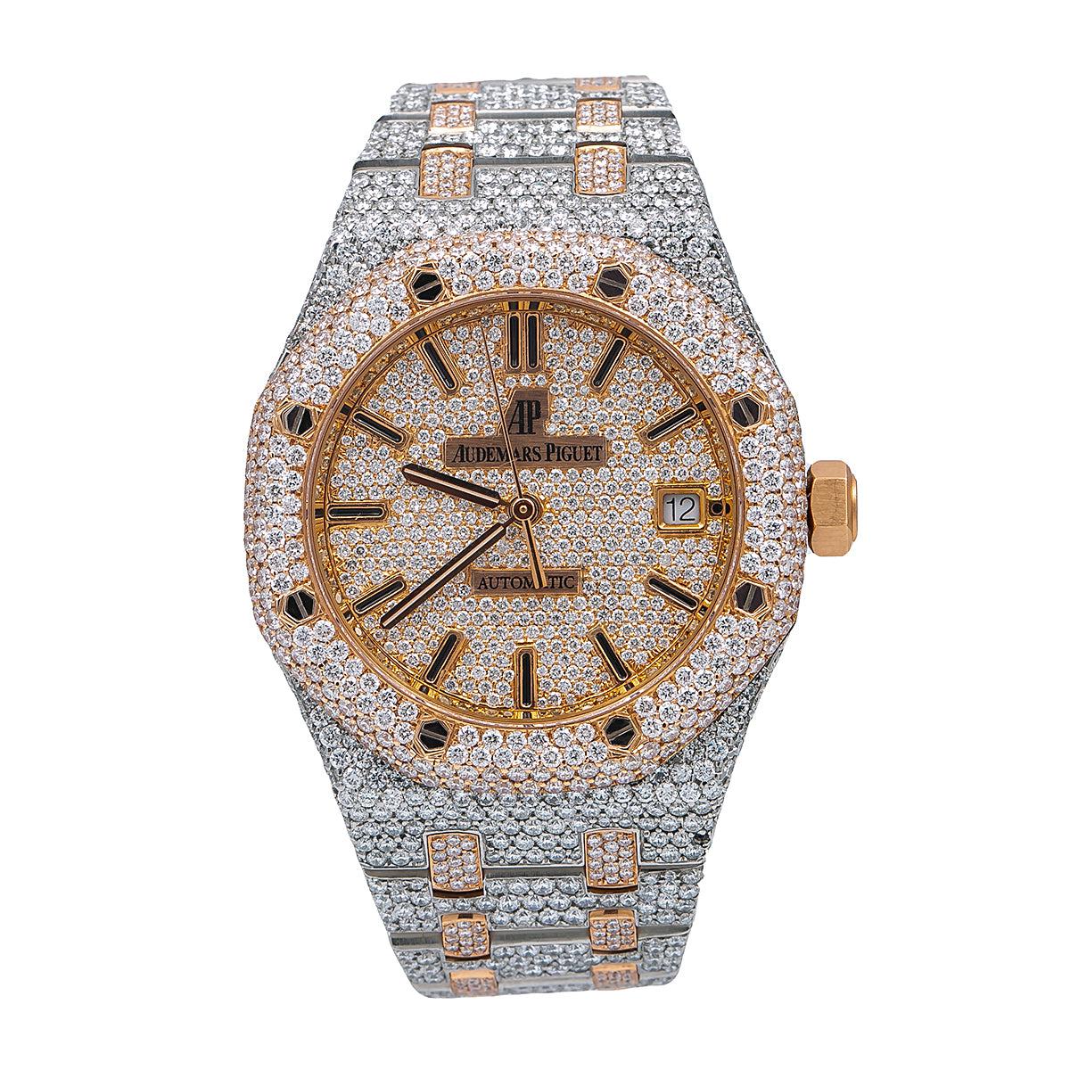 AUDEMARS PIGUET ROYAL OAK SELF WINDING 15450SR.OO.1256SR.01 37MM CHAMPAGNE DIAMOND DIAL WITH 22.75 CT DIAMONDS