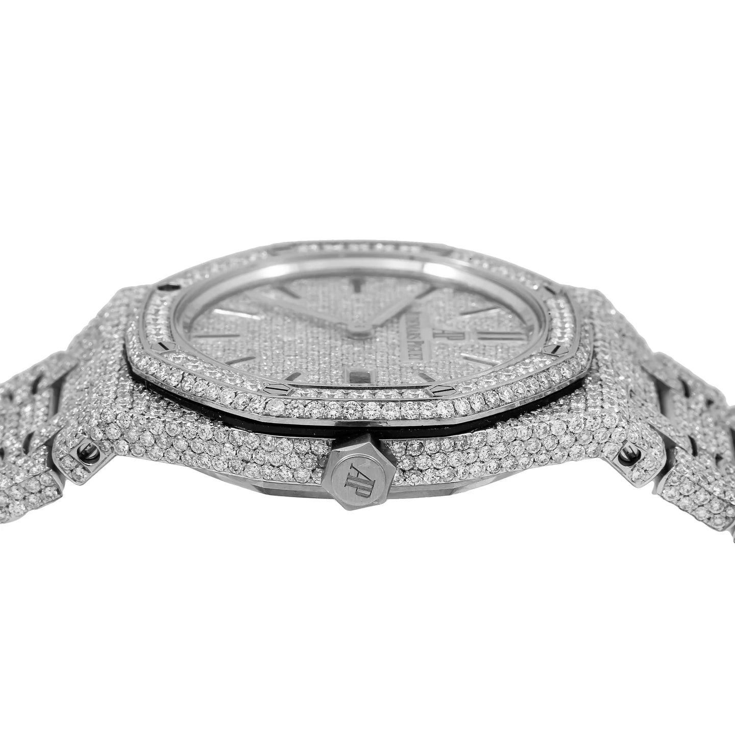 AUDEMARS PIGUET ROYAL OAK LADY 67651 33MM SILVER DIAMOND DIAL WITH STAINLESS STEEL BRACELET