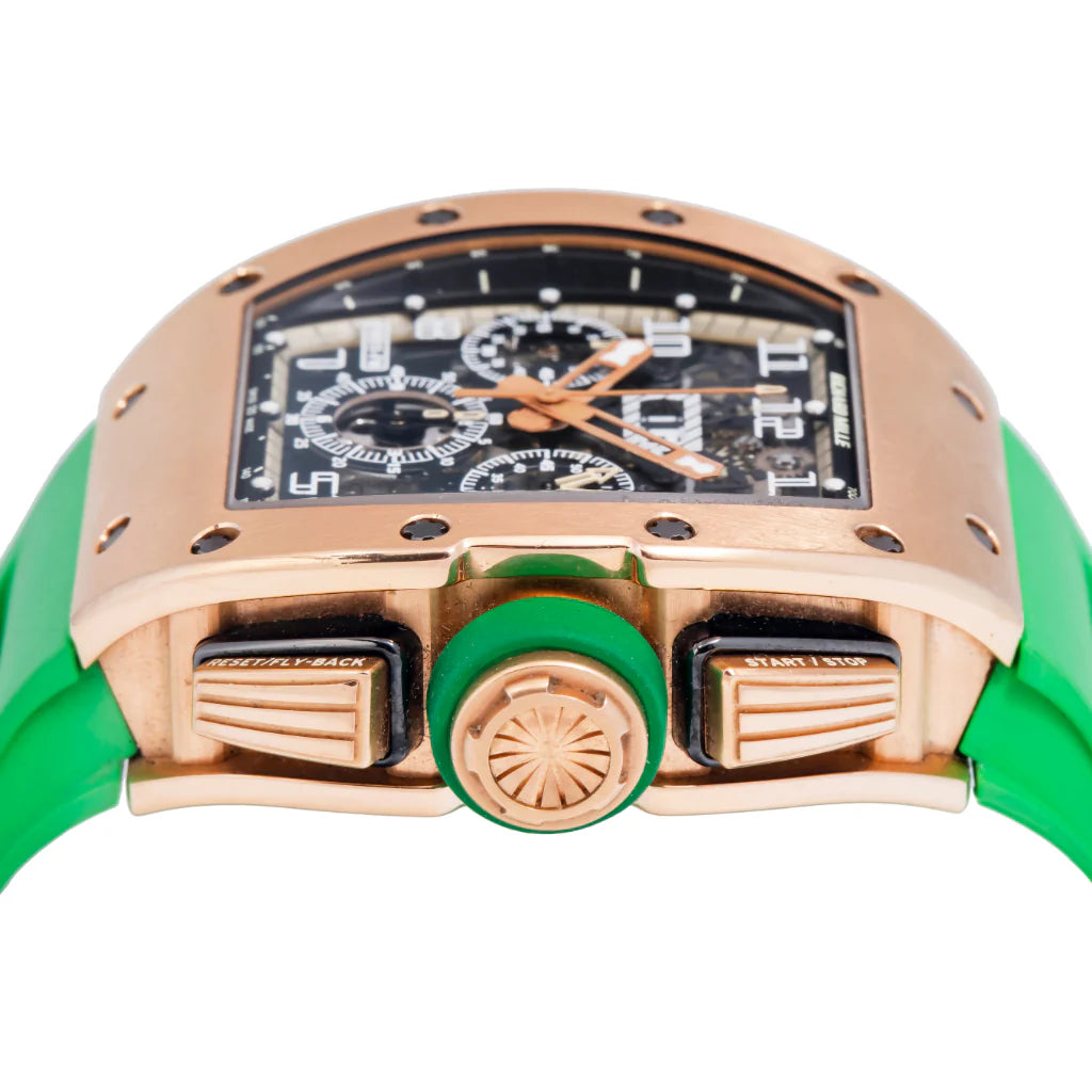 RICHARD MILLE ROBERTO MANCINI RM 011 50MM TRANSPARENT DIAL WITH GREEN RUBBER BRACELET