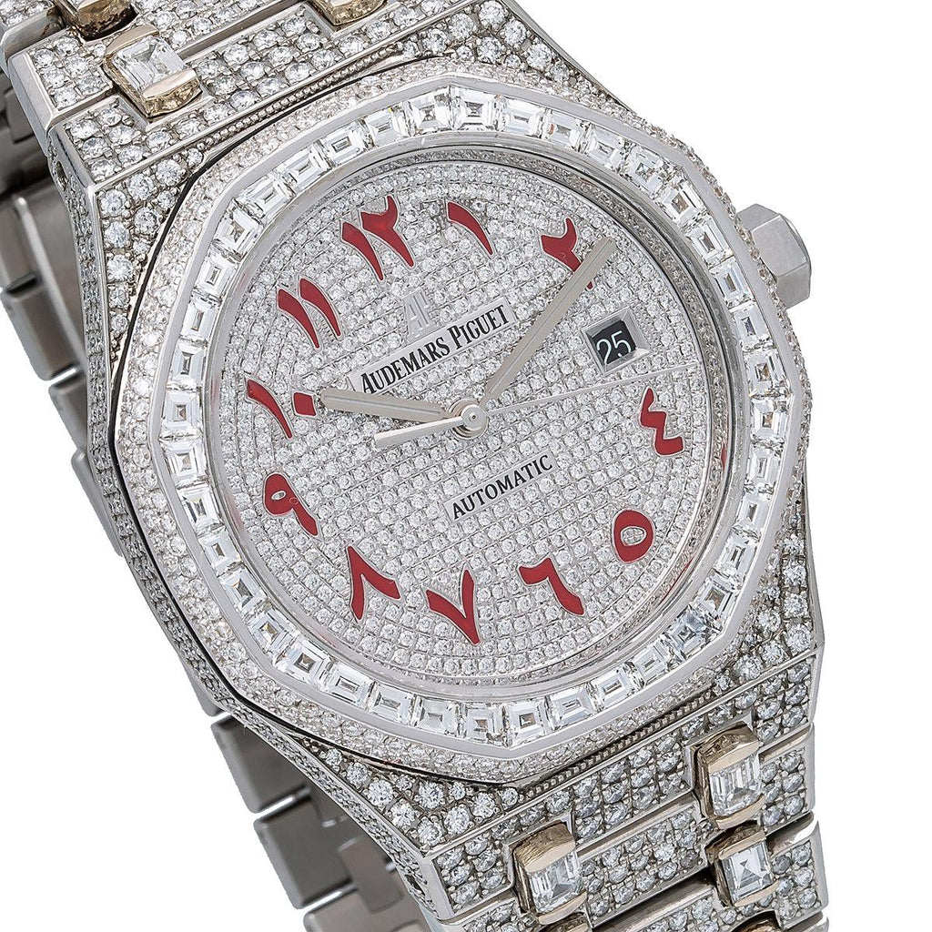 AUDEMARS PIGUET ROYAL OAK SELF WINDING 15400ST 41MM WHITE DIAMOND DIAL WITH 29.75 CT DIAMONDS