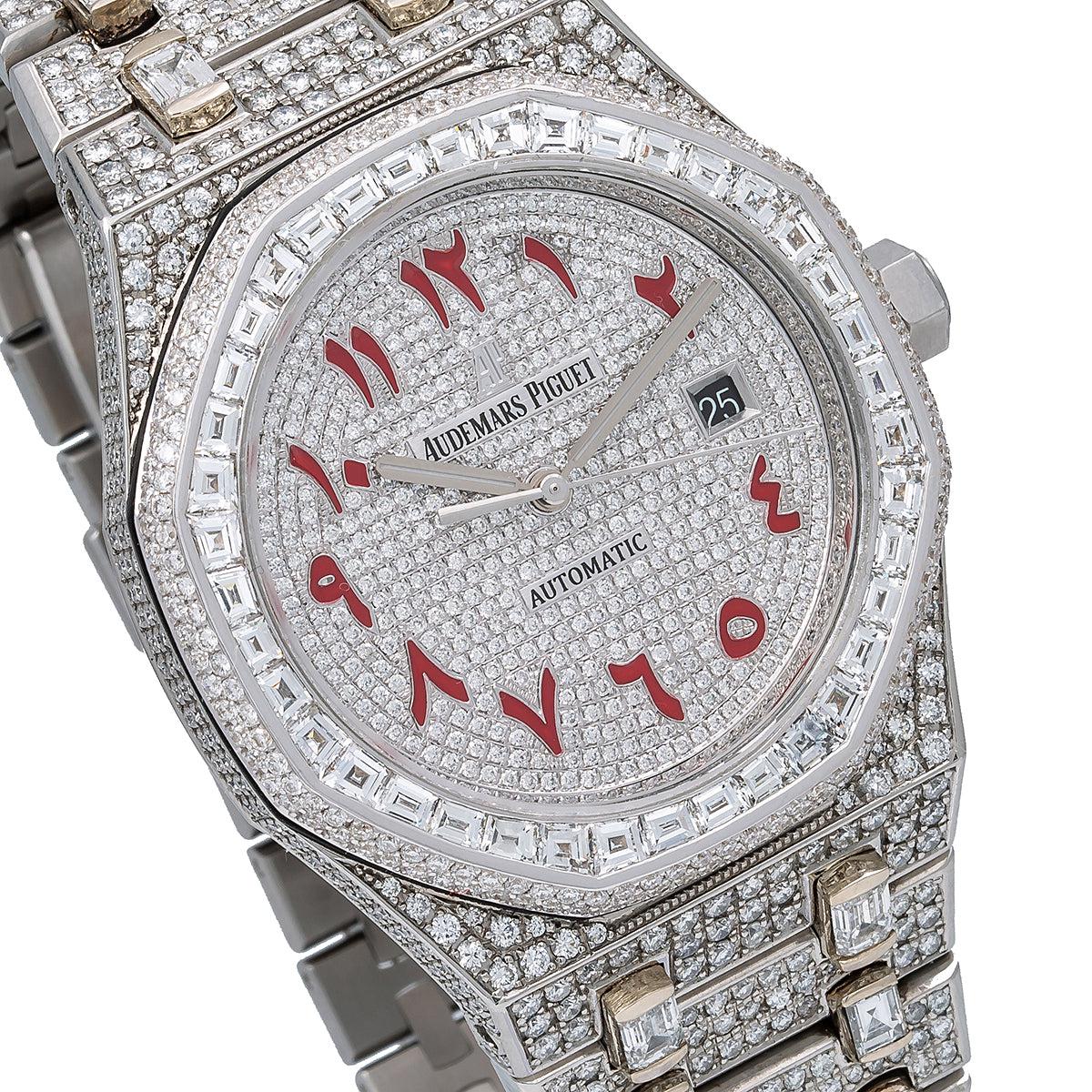 AUDEMARS PIGUET ROYAL OAK SELF WINDING 15400ST 41MM WHITE DIAMOND DIAL WITH 29.75 CT DIAMONDS