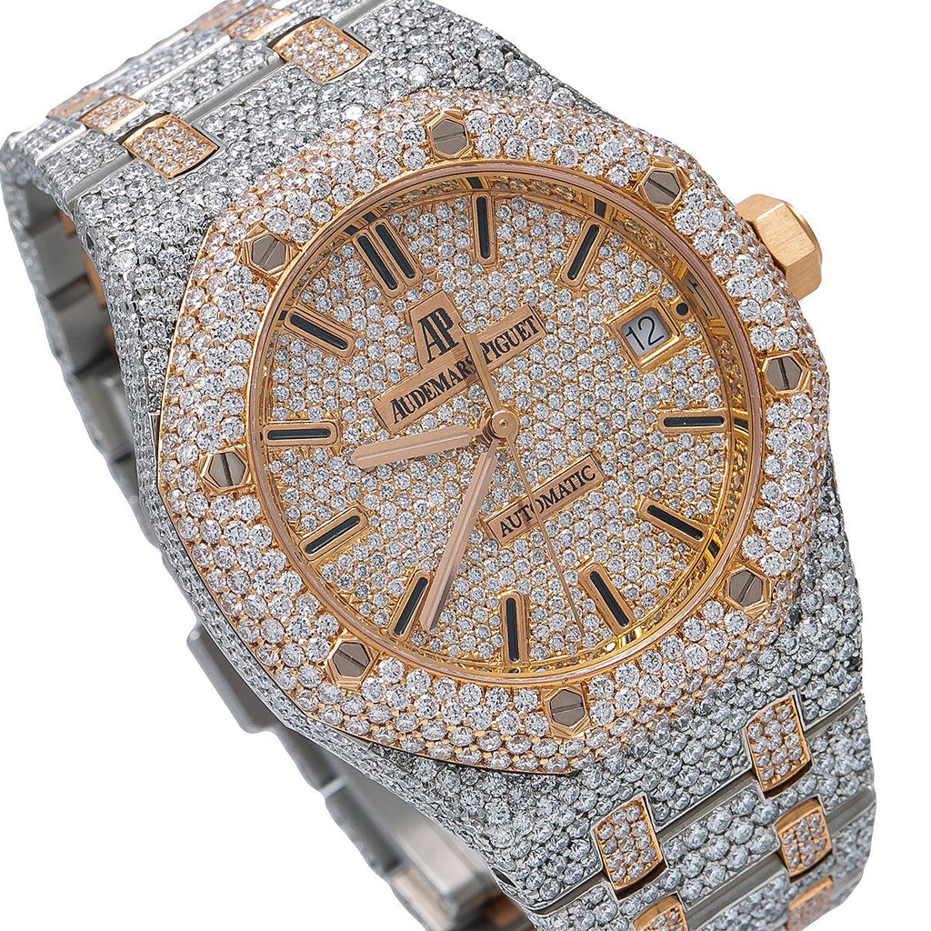 AUDEMARS PIGUET ROYAL OAK SELF WINDING 15450SR.OO.1256SR.01 37MM CHAMPAGNE DIAMOND DIAL WITH 22.75 CT DIAMONDS