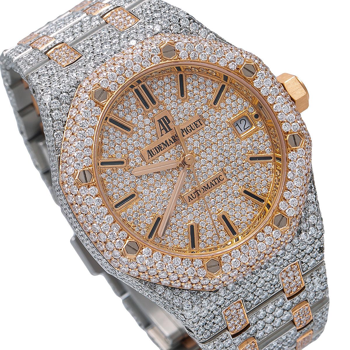 AUDEMARS PIGUET ROYAL OAK SELF WINDING 15450SR.OO.1256SR.01 37MM CHAMPAGNE DIAMOND DIAL WITH 22.75 CT DIAMONDS