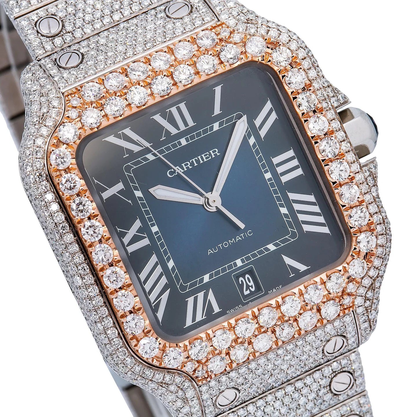 CARTIER SANTOS WSSA0030 – 40MM BLUE DIAL WITH 17.95 CT DIAMONDS