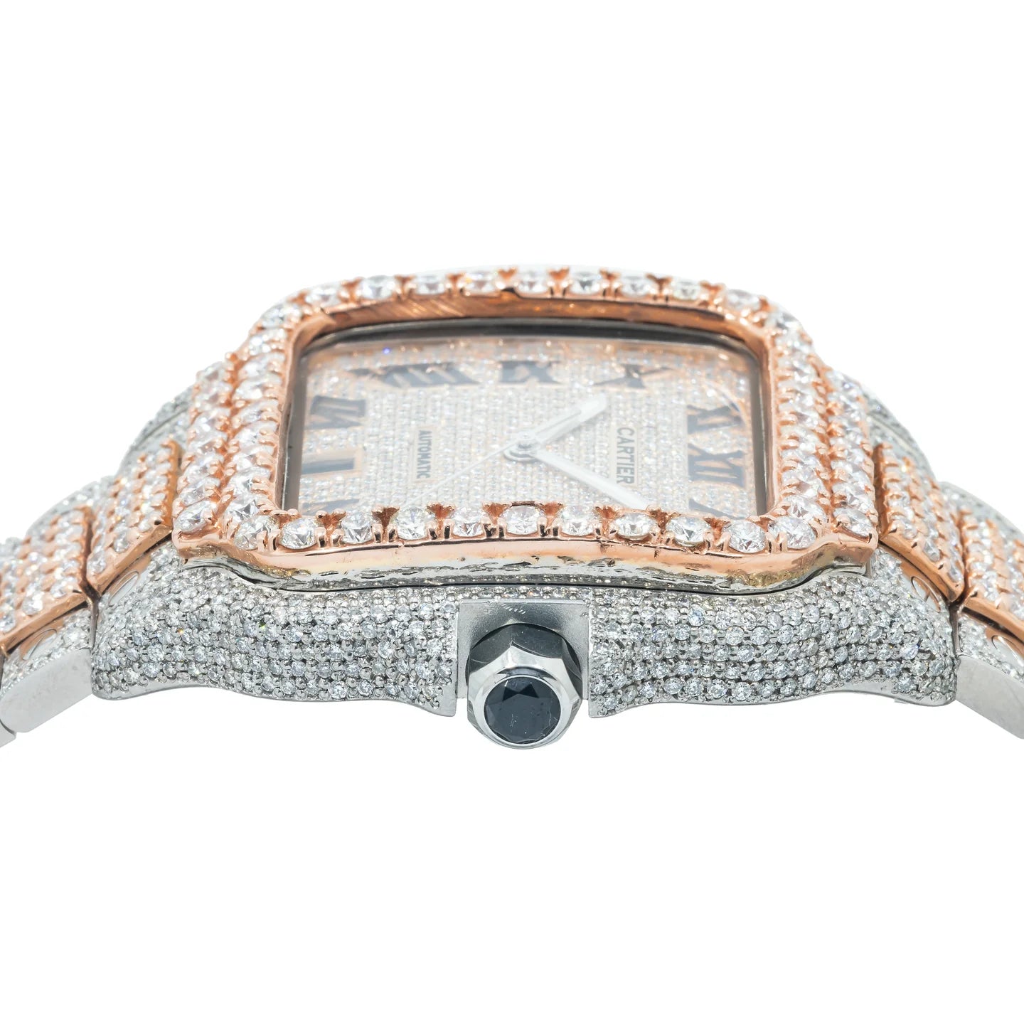 CARTIER SANTOS DE CARTIER WSSA0037 39.8MM DIAMOND DIAL & BEZEL WITH TWO TONE BRACELET
