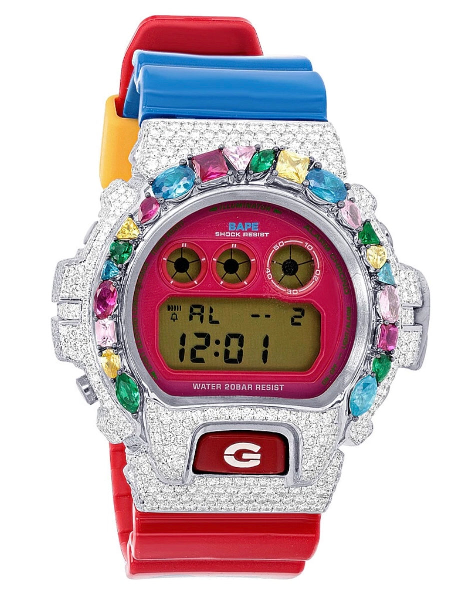 BAPE x G-SHOCK DW-6900 Kid Cudi Diamond Watch – 8CT VVS Custom Iced Out Limited Edition