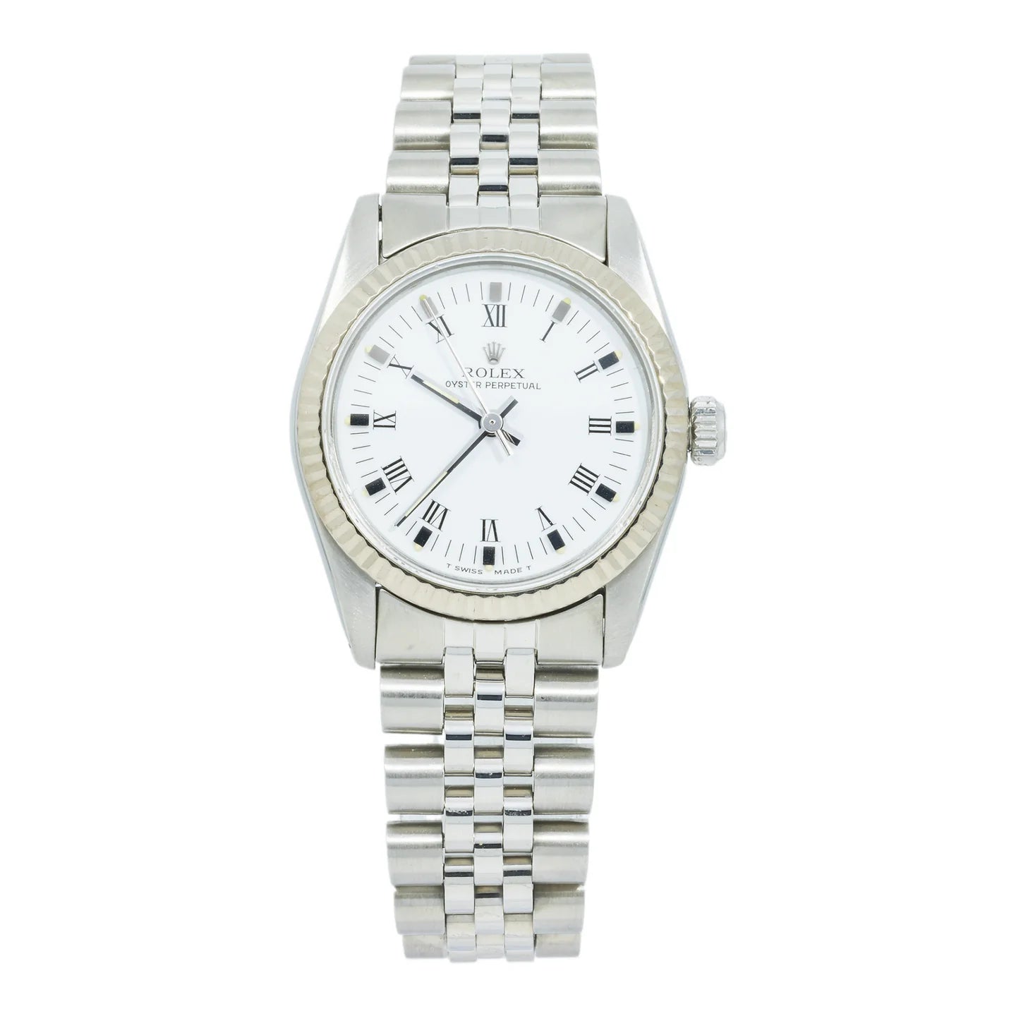 ROLEX OYSTER PERPETUAL 67514 31MM WHITE DIAL WITH STAINLESS STEEL JUBILEE BRACELET